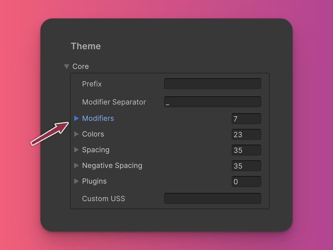 Modifier field in the config asset