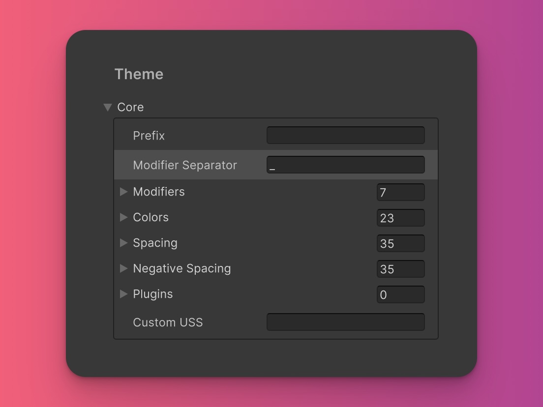 Modifier separator field in the config asset